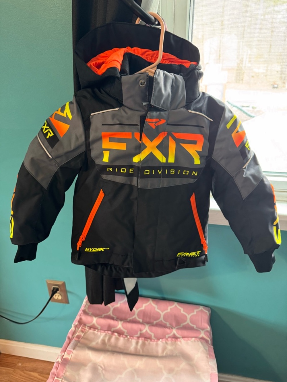 FXR Kids' Black & Gray Insulated Puffer Jacket with Orange Accents